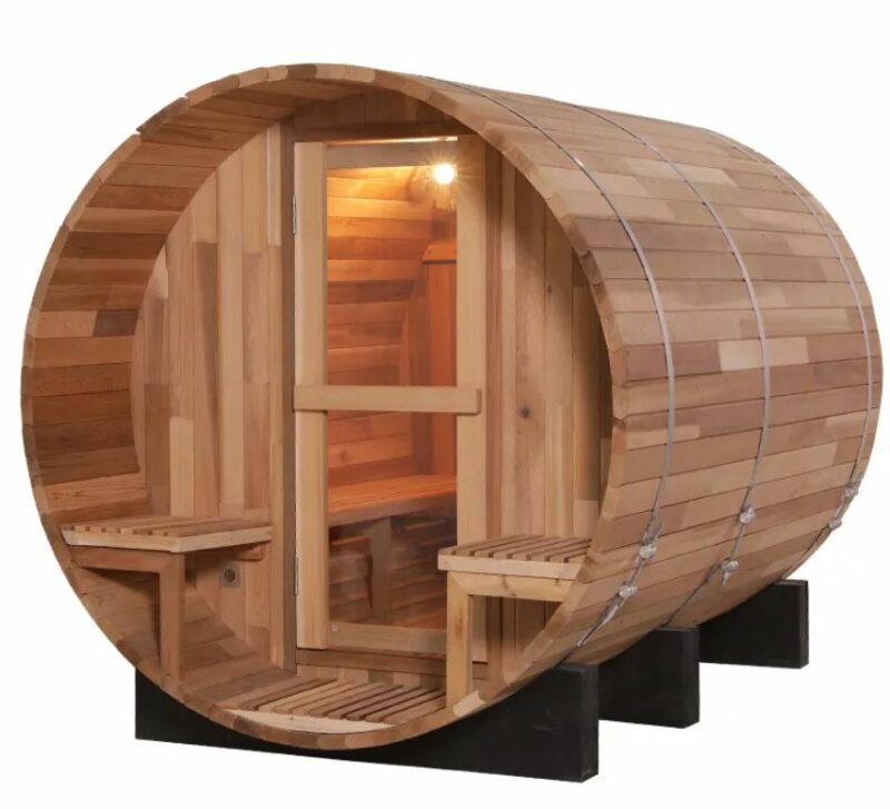 Red Cedar Wood Barrel Outdoor Sauna - Image 3