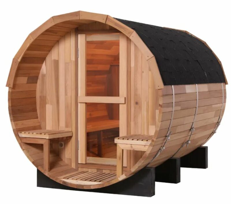 Red Cedar Wood Barrel Outdoor Sauna - Image 4