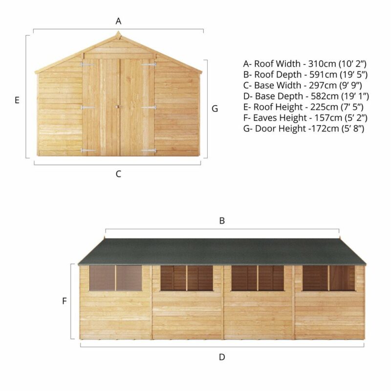 Mercia Modular Overlap Garden Shed 20FT X 10FT - Image 2