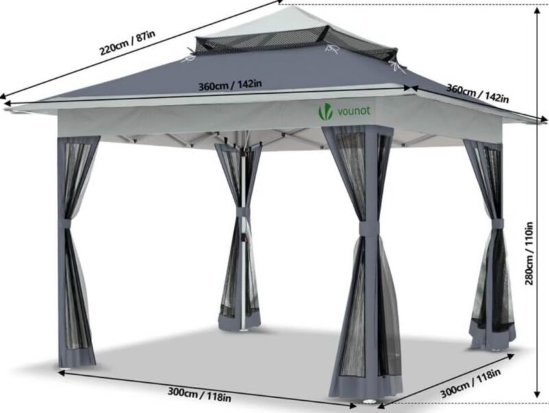 Pop Up Gazebo 3.6m x 3.6m with Mesh Sides - Image 4