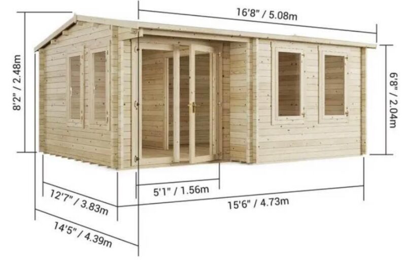 Garden Summer House Log Cabin 5 x 4m - Image 3