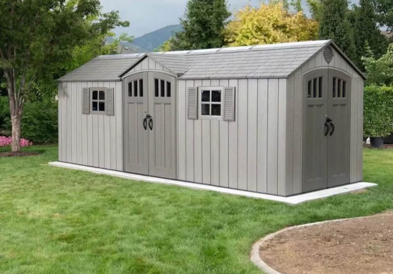 Lifetime 15 Ft. x 8 Ft. High-Density Polyethylene (Plastic) Outdoor Storage Shed with Steel-Reinforce